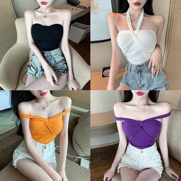 

bustiers & corsets cross halter sling short tight-fitting tube summer outer wear beautiful back base soutien gorge bandeau debardeur fem, Black;white