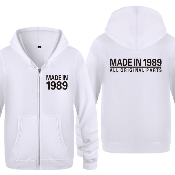 

made in 1989 all original parts birthday gift sweatshirts 2018 zipper hooded fleece hoodies cardigans sport hooded sweatshirt hoodie