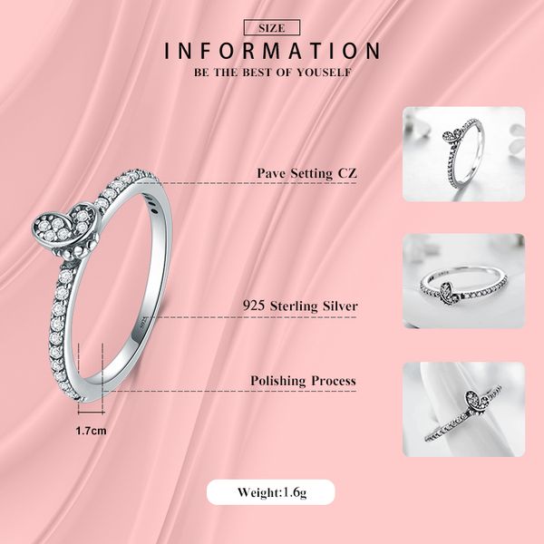 

modian sparkling clear zircon ring 100% 925 sterling silver vintage butterfly stackable fashion rings for women wedding jewelry fashion desi