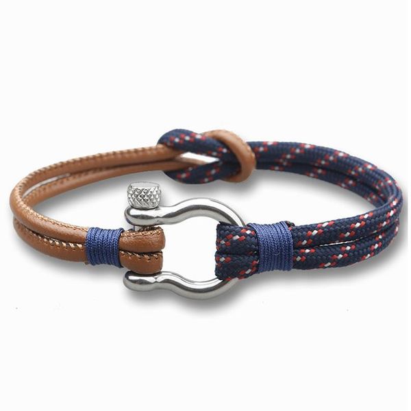 

eif dock navy style camping parachute cord survival leather anchor bracelet men women with silver u stainless steel spor jllmxf