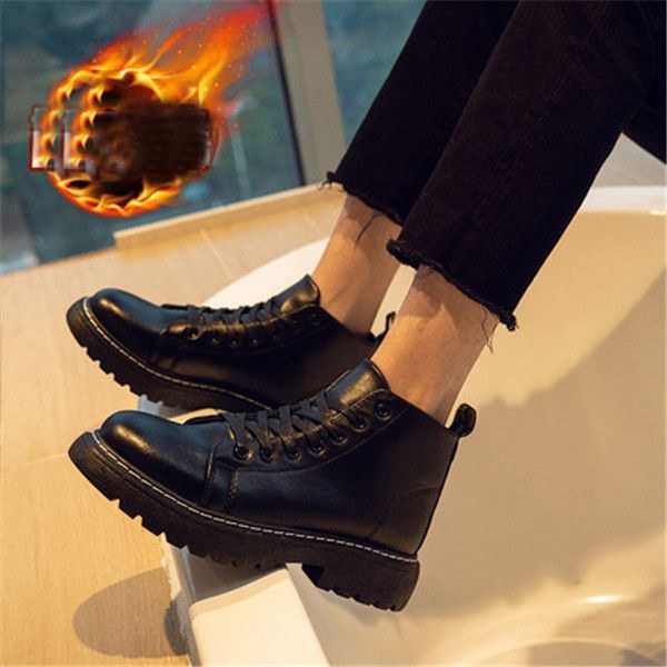 

wholesale men's winter boots plus velvet british style tooling short black male korean style trendy black all match handsome