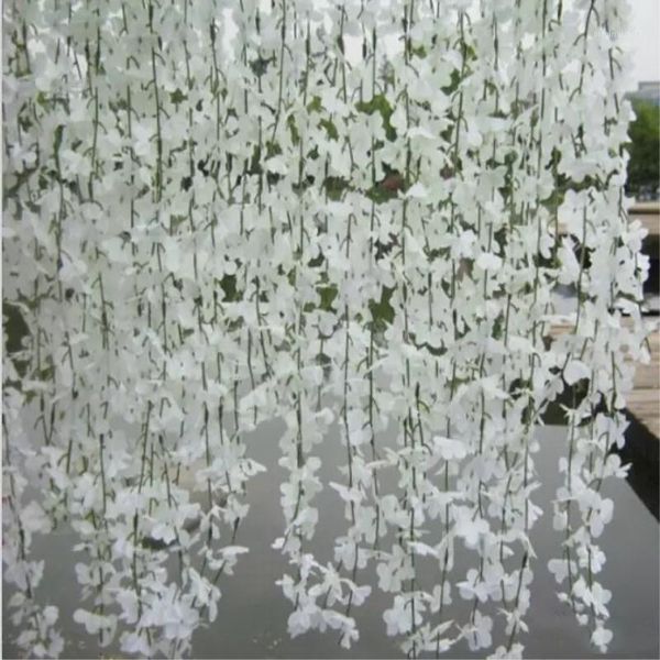 

10pcs/lot beautiful cherry blossom 5 branches/pcs artificial silk flower vine wall hanging wisteria ornament1