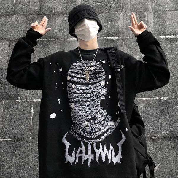 

winter sweater women streetwear sweater vintage man loose round neck long sleeve harajuku cartoon anime1, White;black