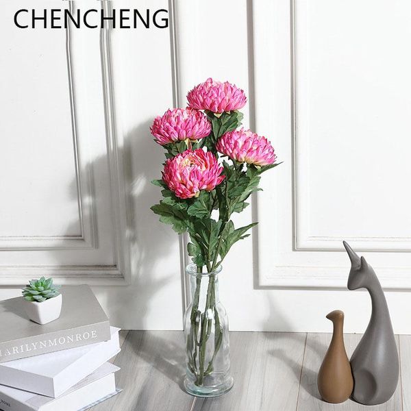 

chencheng 1 piece 58 cm silk big pineapple chrysanthemum artificial flower fake flowers home table decor gift fall decoration