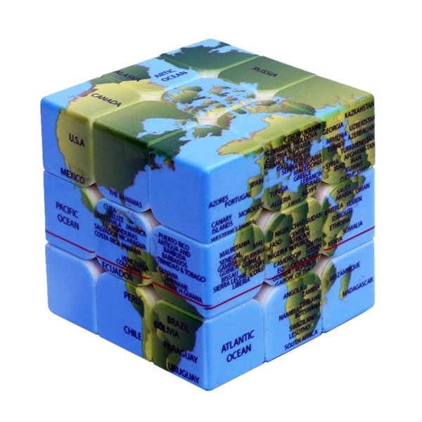 

3x3x3 earth pattern magic cube speed puzzle cube for brain training for children playing kit y200428