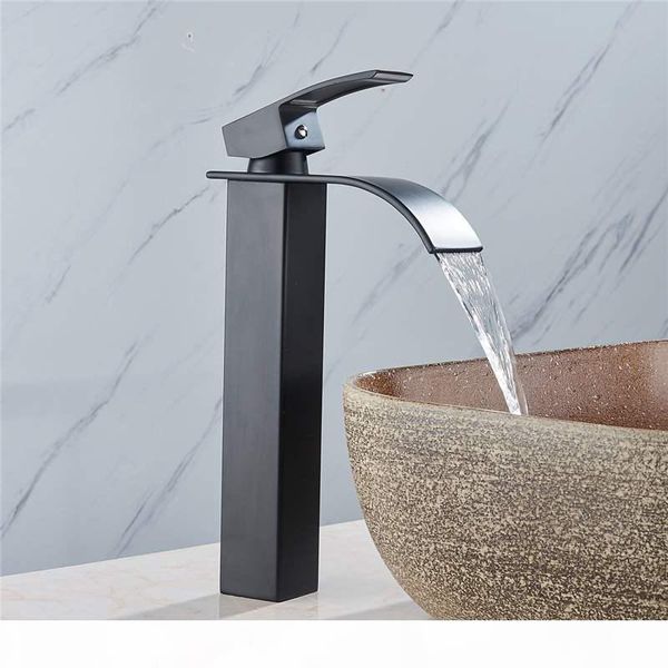 

black tall high-grade brass modern bathroom basin faucet bathroom spout faucet & cold water mixer tap single handle elegant
