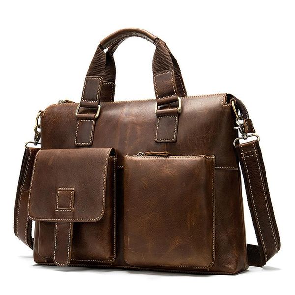 

men briefcase genuine leather bag vintage casual handbag men briefcases mens multifunctional lapcrossbody shoulder bag