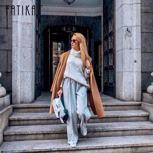 

fatika autumn winter women loose casual long pants new 2019 elastic waist fashion thick wide leg pants stylish trousers1, Black;white