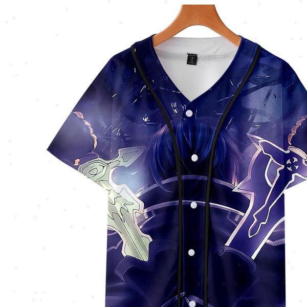

men anime shirt summer breathable hawaiian shirt sword art online alicization cartoon casual 3d printed sao world, White;black