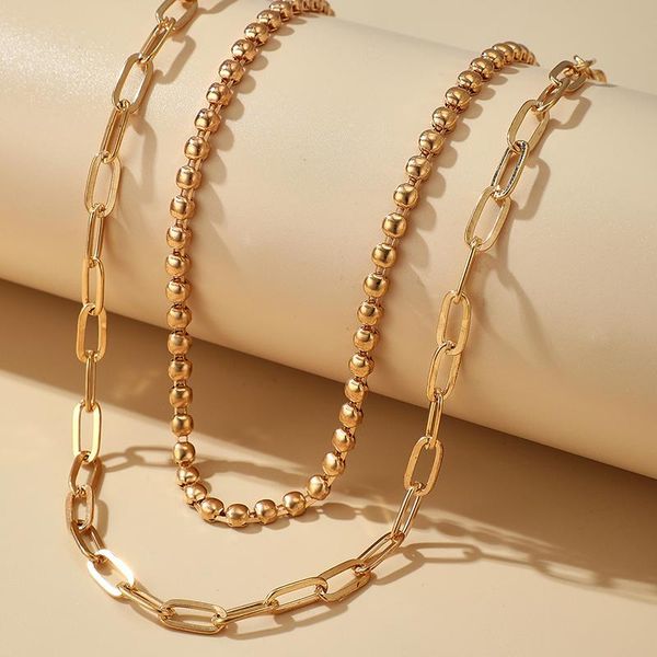 

chokers 2021 hip hop cuban link thick chain necklace for women gothic gold color simple metal clavicle chains punk jewelry 15254, Golden;silver