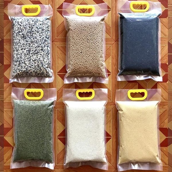 

storage bags 10pcs 5kg 10kg rice vacuum packaging grain soybean large transparent plastic with handle thickness 30 wire1