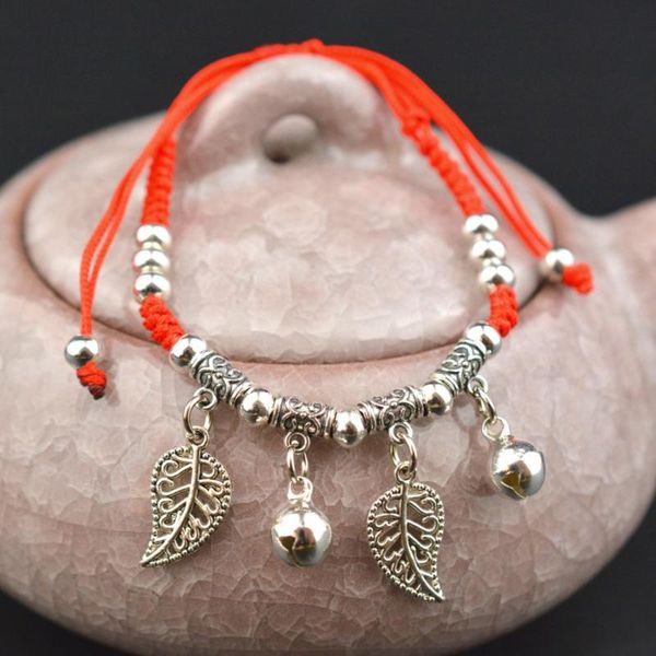 

casual tibetan silver dating red rope souvenir travel anklet braided gift alloy shopping women bracelet, Golden;silver