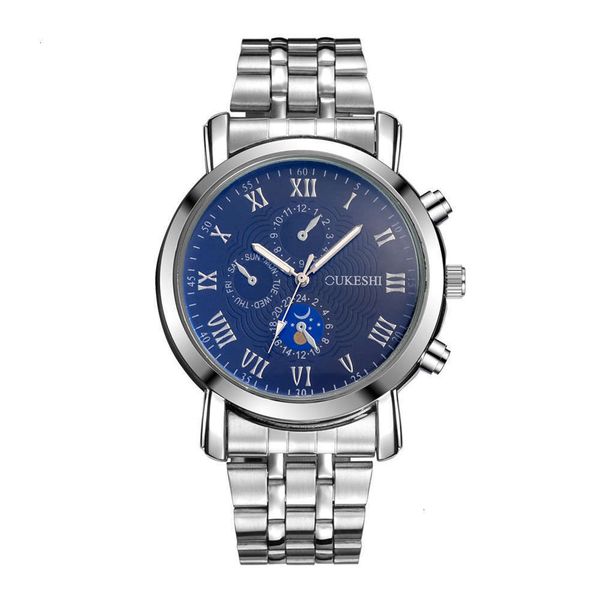 

band high grade men's waterproof steel watch fashion simple roman digital quartz leisure watch, Slivery;brown