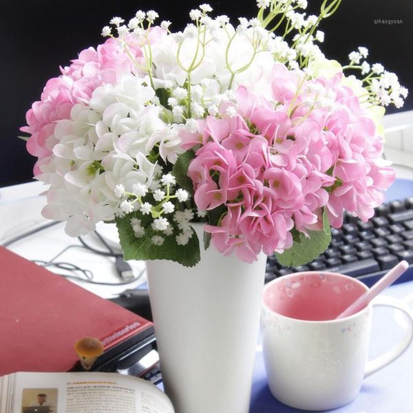 

artificial flowers bouquet home wedding decoration hydrangea flower floral rod party 10 colors diy fake flowers for home decor1