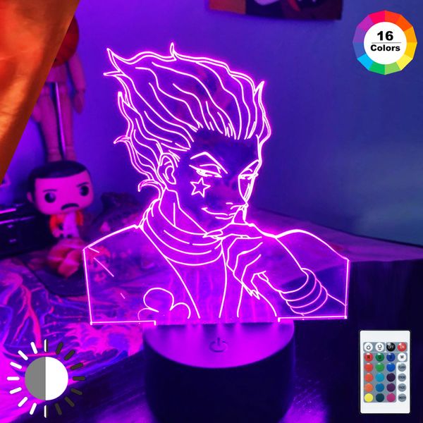 LED sensor de toque colorido crianças noite luz presente quarto nightlight anime caçador x caçador decoração luz legal lâmpada 3d hoka gadgets 201028