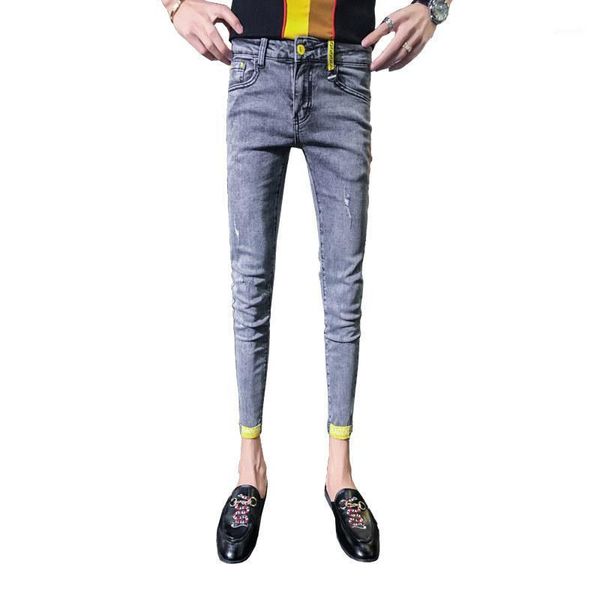 

wholesale 2020 fashion casual hip hop social slim skinny pants male guy skinny jeans men trendy slim pants pencil1, Blue