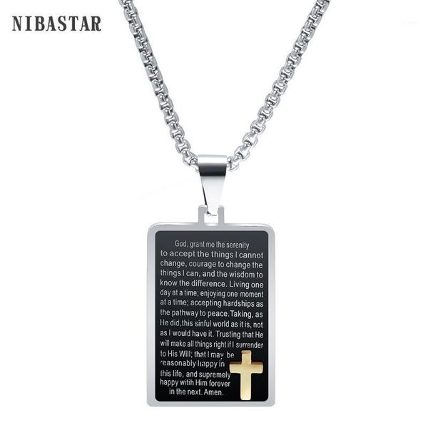 

cross necklace for men byzantine stainless steel chain christian black gold scriptures pendant male punk rock ornaments1, Silver