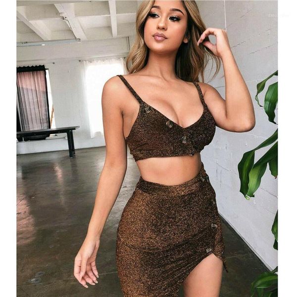 

fashion two pieces set women clothing crop and pencil skirt spaghetti strap 2 pcs outfits bodycon club party skirt suit1, White