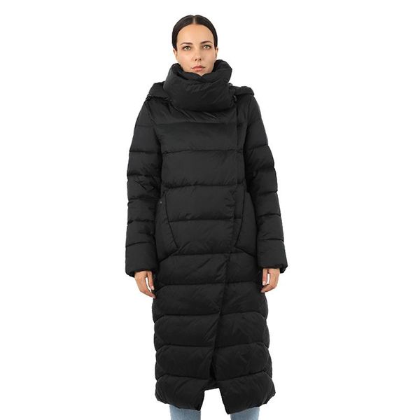 

women's down & parkas jacket long outwear with hood quilted coat female plus size warm cotton clothes waterproof undefined, Black