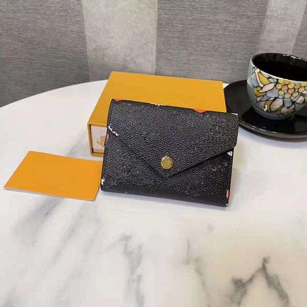 

the new 2021 brief paragraph three fold change purse presbyopic package printing leather wallet hand bag quality, Red;black