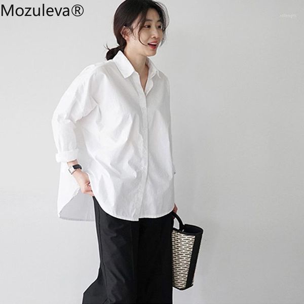 

mozuleva spring single breasted women blouses full sleeve turn-down collar white blouse shirt female casual loose shirts1