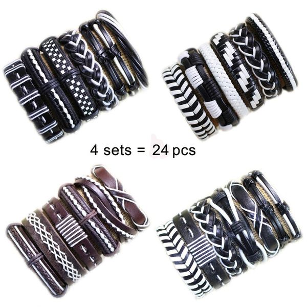 

zotatbele handmade 4 множества 24 штук браслеты браслеты мужские кожаные браслеты pulseira masculina ювелирные изделия bileklik pulseiras dp, Golden;silver
