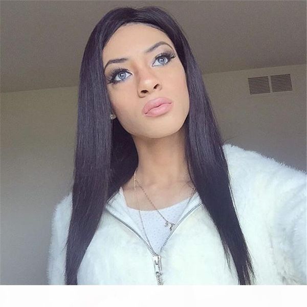 

7a full density human hair full lace wig with baby hair brazilian glueless lace front wigs bleached knots ing, Black;brown