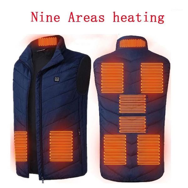 

outdoor t-shirts vest fishing hunting tactical heated jacket 9 areas men winter usb 20211, Gray;blue