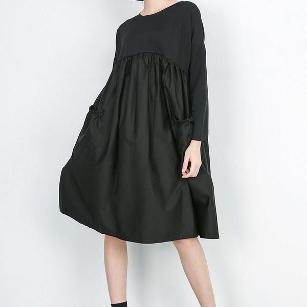 

livivio] vintage spring summer dress women new casual plus size elegant ball gown dress female o neck long party dresses1, Black;gray