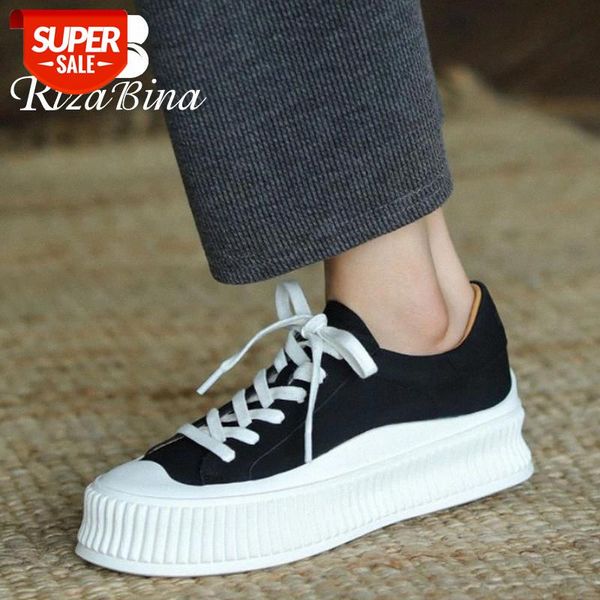 

rizabina real leather women sneakers fashion platform lace spring shoes woman thick heel casual daily lady footwear size 35-39 #5h6m