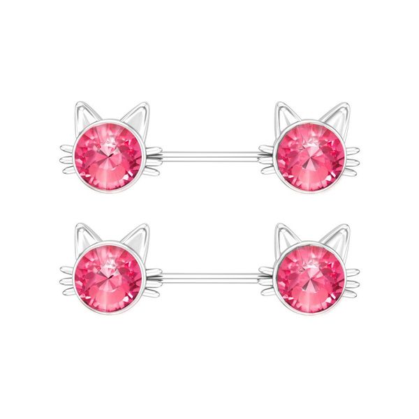 

2 шт. нержавеющая сталь кошка ниппель пирсинг ювелирные изделия 14g кристалл соска пирсинг бар сексуальный сосок кольцо набор кузова пирсинг, Slivery;golden