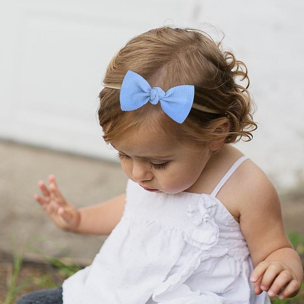 

20pcs/lot nylon baby headband with messy bow newborn girl hairbows infant solid samll bow headwrap headwear hair accessories q jllbag