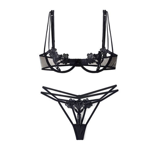 

cupless lingerie babydoll embroidery bra + panty new arrival exotic nylon underwear women set erotic rs80751, Black;white