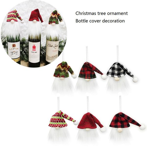 Ornamento de Natal da tampa Faceless boneca Wine Bottle Caso Nordic Terra Deus Papai Noel Vinho garrafa de Champagne