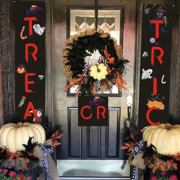 

fengrise trick or treat баннер хэллоуин тыква баннер дверь подвесной хэллоуин украшения для дома haloween party decor jlltxk ffshop2001