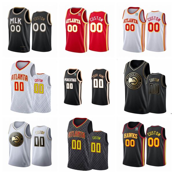 

men atlanta hawks trae young de'andre hunter john collins bogdan bogdanovic cam reddish any player customizes a basketball jers, Black;red