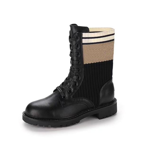 

new2020 martin boots stretch knitted socks short boots stitching women boots classic style (with box + dust bag) size35-40, Black