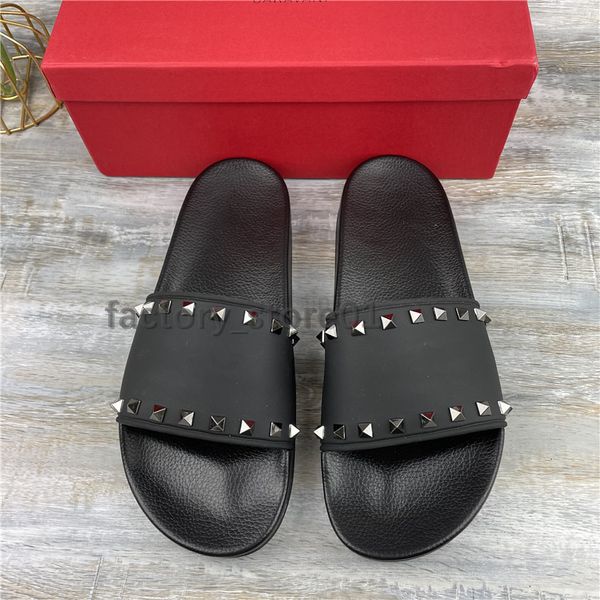 

slippers new spikes scuffs slides ladies womens summer sandals beach slide trendy shoes print leather flowers bee 36-46 with box, Black
