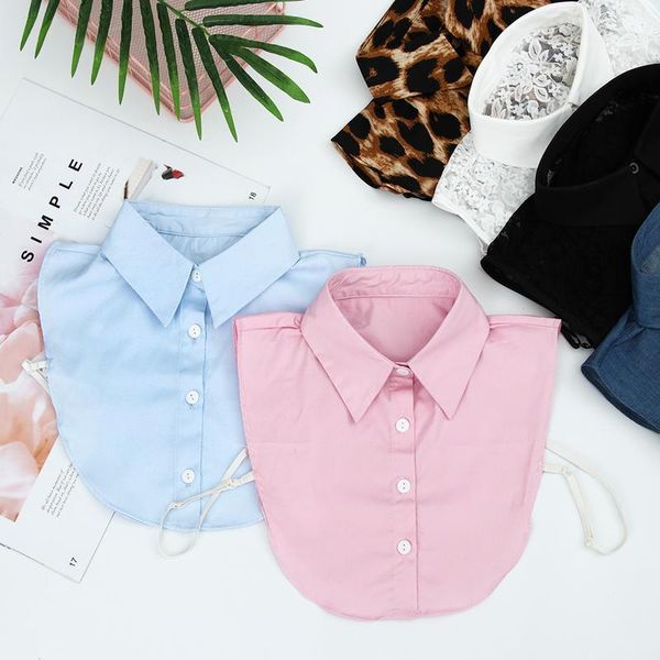 

women detachable lapel shirt fake collar fashion solid false blouse men women cotton lace false collar clothing acc qylfzr, Blue;red