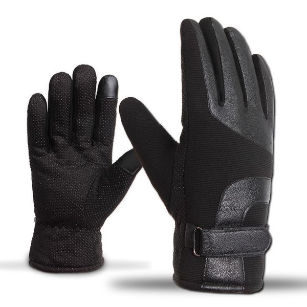 

2020 men' leather winter touch mittens anti slip screens thermal glove hand warmer gloves men gants guantes handschoenen, Blue;gray