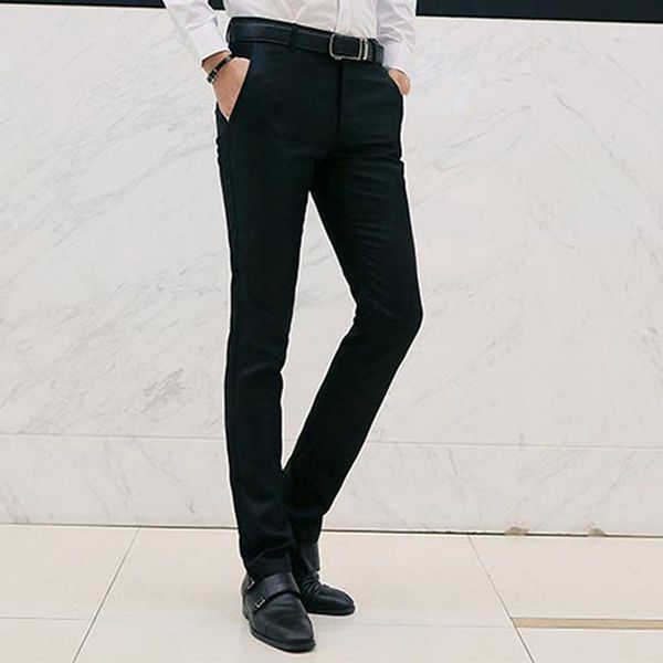 

men pants casual solid color trousers new autumn men business office trousers slim pencil pants1, Black