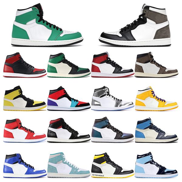

2021 lucky green mens womens high 1 basketball shoes dark mocha true green game royal unc obsidian black toe 1s mens sports sneakers