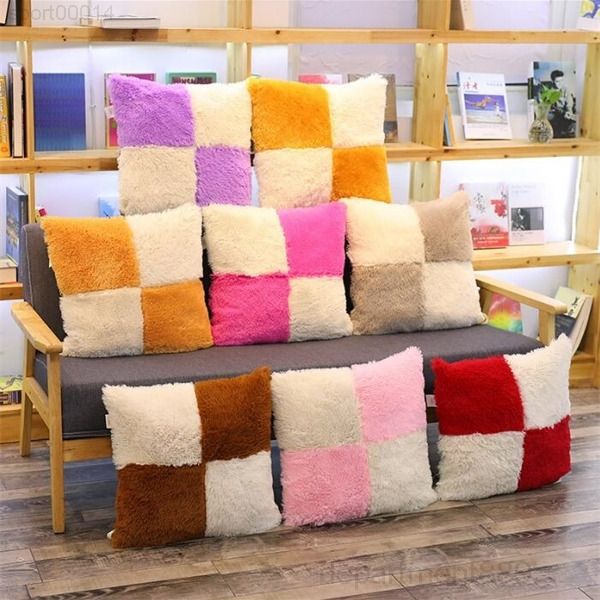 

cushion winter autumn plush pad patchwoek color anti-slip student chair cushions sofa upholster derocation owb3015