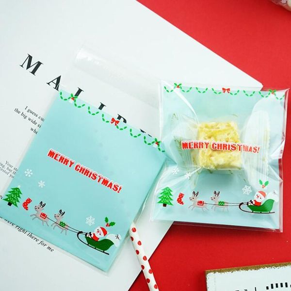 

plastic bag for gifts 100pcs 10x10cm 3cm christmas fresh blue sled biscuit bags korea ziplock bags candy bags and gift wmtsev comb2010