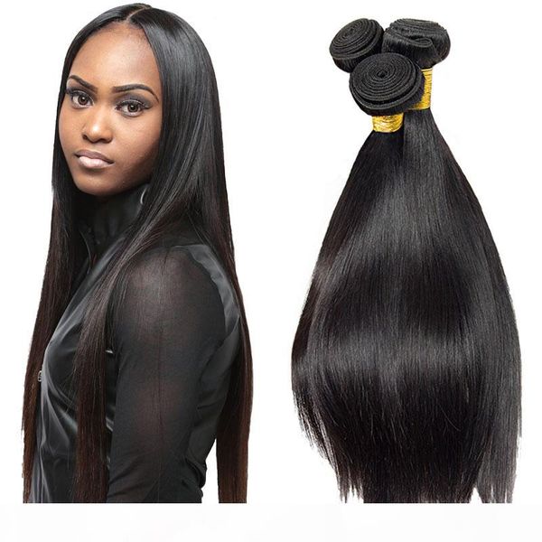 

straight human hair weave 3 bundles lot remy human hair brazilian indian peruvian malaysian hair weaves extensions sale, Black