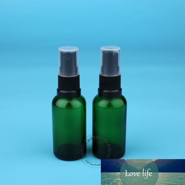 5 pz/lotto promozione 30 ml bottiglia spray di vetro con tappo atomizzatore nero vuoto profumo verde donna contenitore cosmetico vaso di profumo
