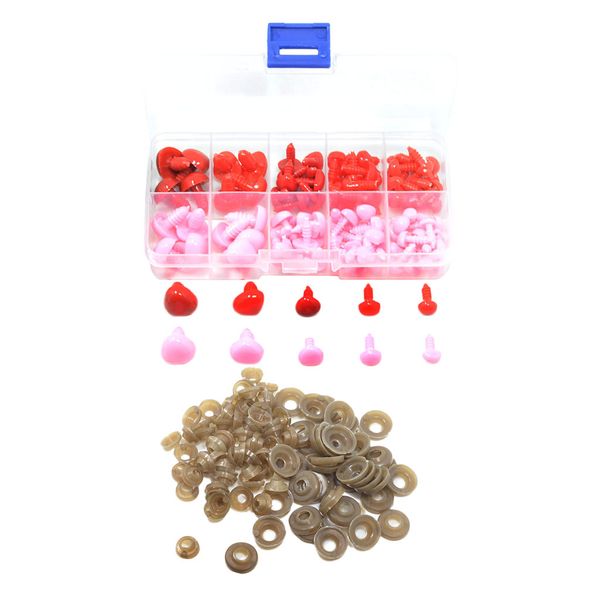 

100 pieces plastic safety triangle nose with washers doll plush toys stuffed animals making diy 6x8mm; 7x9mm; 10x11mm; 12x15mm; 14x16mm