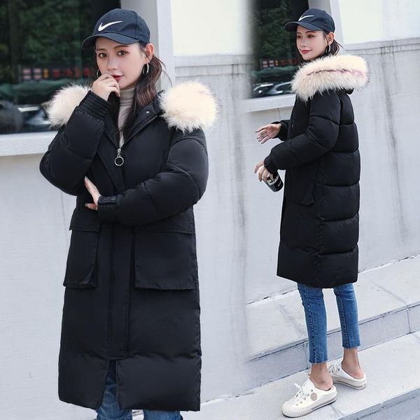 

2020 new winter coats women long warm down cotton jackets parkas woman hooded cotton-padded coat overcoat womens plus size coats1, Black