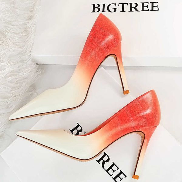 

classic luxury designer shoes fashion new pumps women gradient color high heels pointed toe stiletto large size 43 ladies paris wholesale, Black