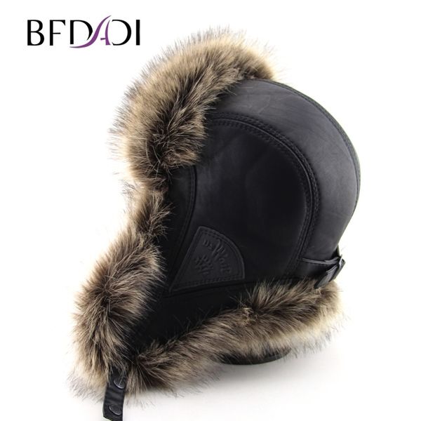 

bfdadi faux fur ear flaps cap trapper snow ski snowboard warm winter aviator bomber hats caps women men y200110, Blue;gray